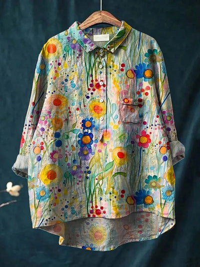 Shizuko | Colorful Flower Print Blouse