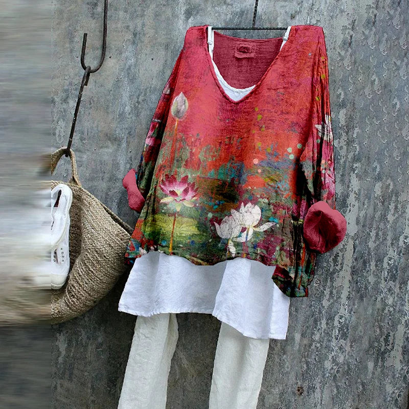 Sakura | Crimson Lotus Garden Blouse