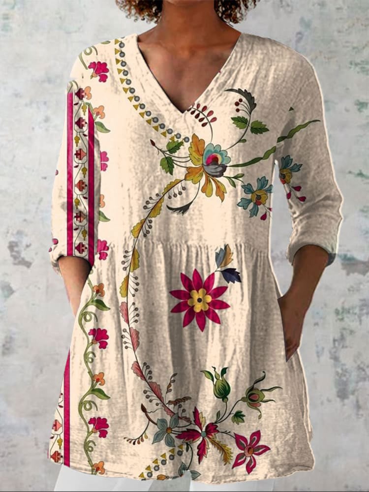 Sakura |  Casual Retro Floral Print Top