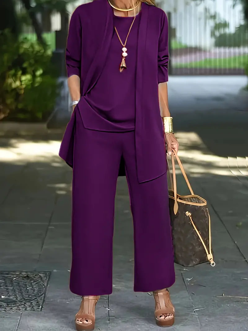 Yuki - Casual three-piece set (top, cardigan, pants)