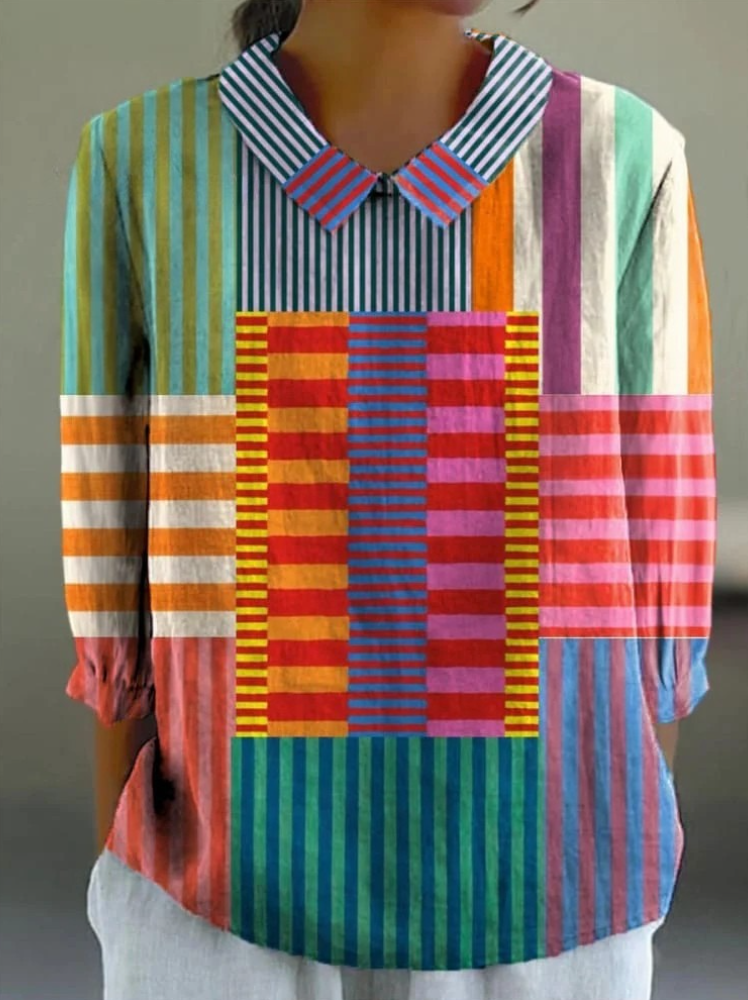 Sakura | Bold Striped Patch Blouse