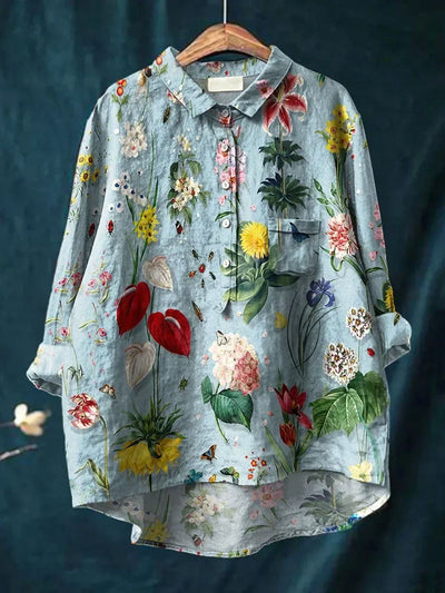 カナ | スタイリッシュなルーズフィットフローラルシャツ