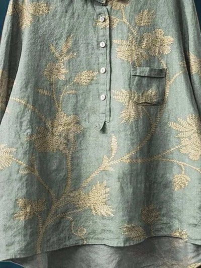 ストゥージル - コットンリネンヴィンテージ花柄シャツ