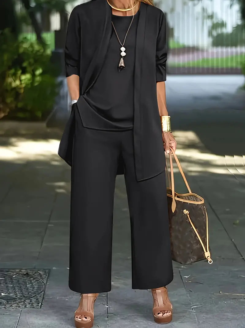 Yuki - Casual three-piece set (top, cardigan, pants)