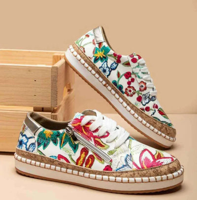 Floral Embroidery, Breathable, Slip-On Shoes for Women - Lightweight Footwear for All Seasons