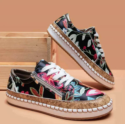 Floral Embroidery, Breathable, Slip-On Shoes for Women - Lightweight Footwear for All Seasons