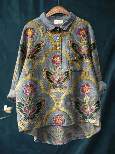 Yuuki  | Butterfly Flower Print Blouse