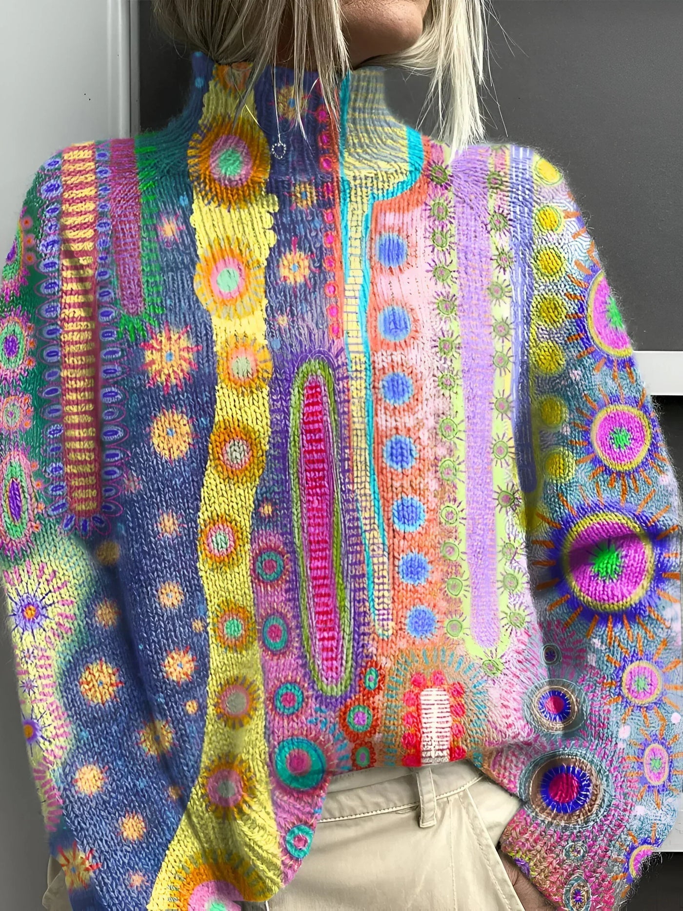 Haruka | Colorful knitted turtleneck sweater