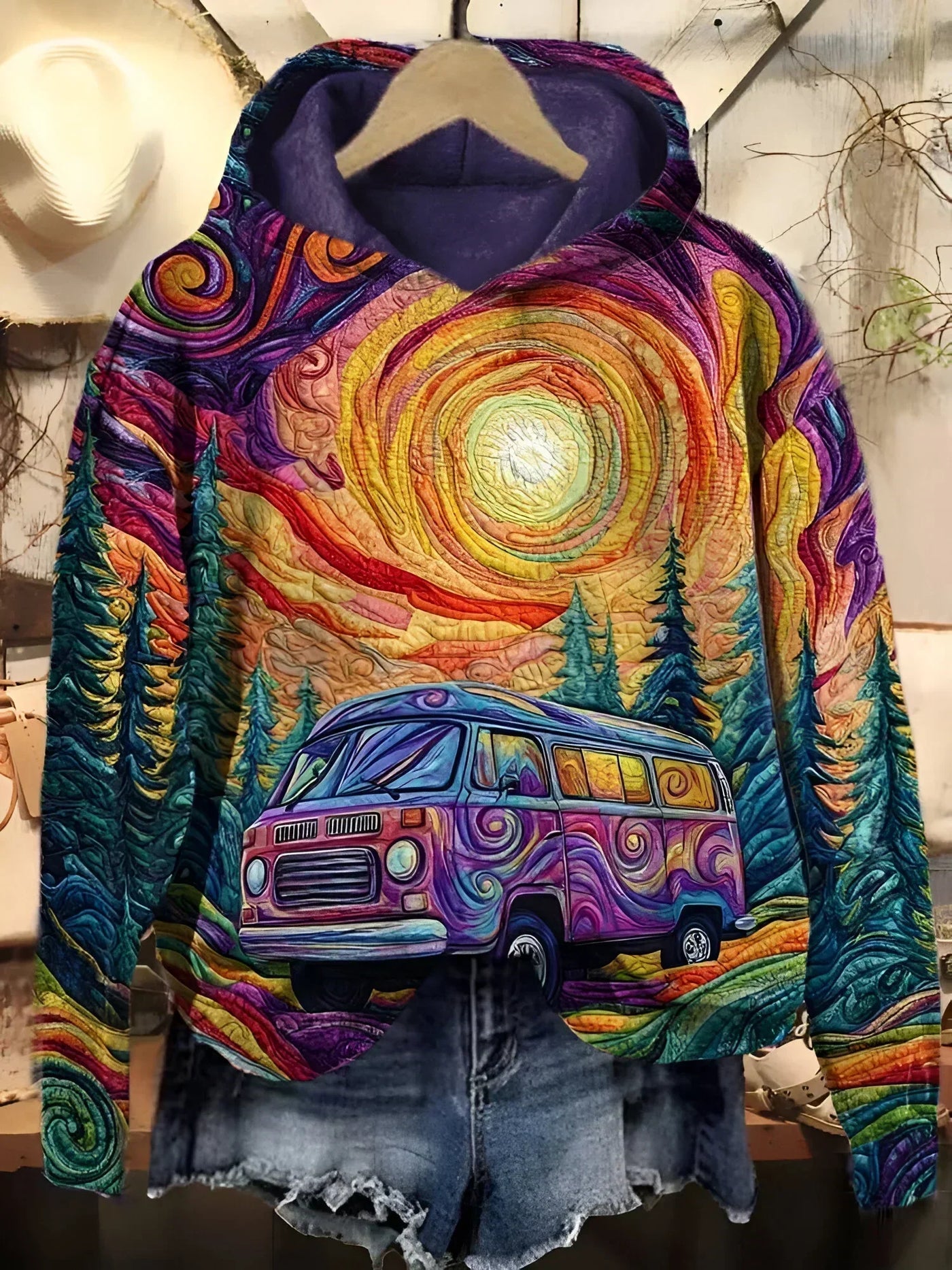Yuki | Colorful Hoodie with Van and Sunset