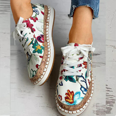 Floral Embroidery, Breathable, Slip-On Shoes for Women - Lightweight Footwear for All Seasons