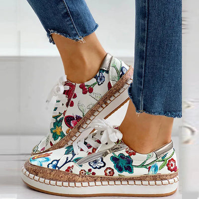 Floral Embroidery, Breathable, Slip-On Shoes for Women - Lightweight Footwear for All Seasons